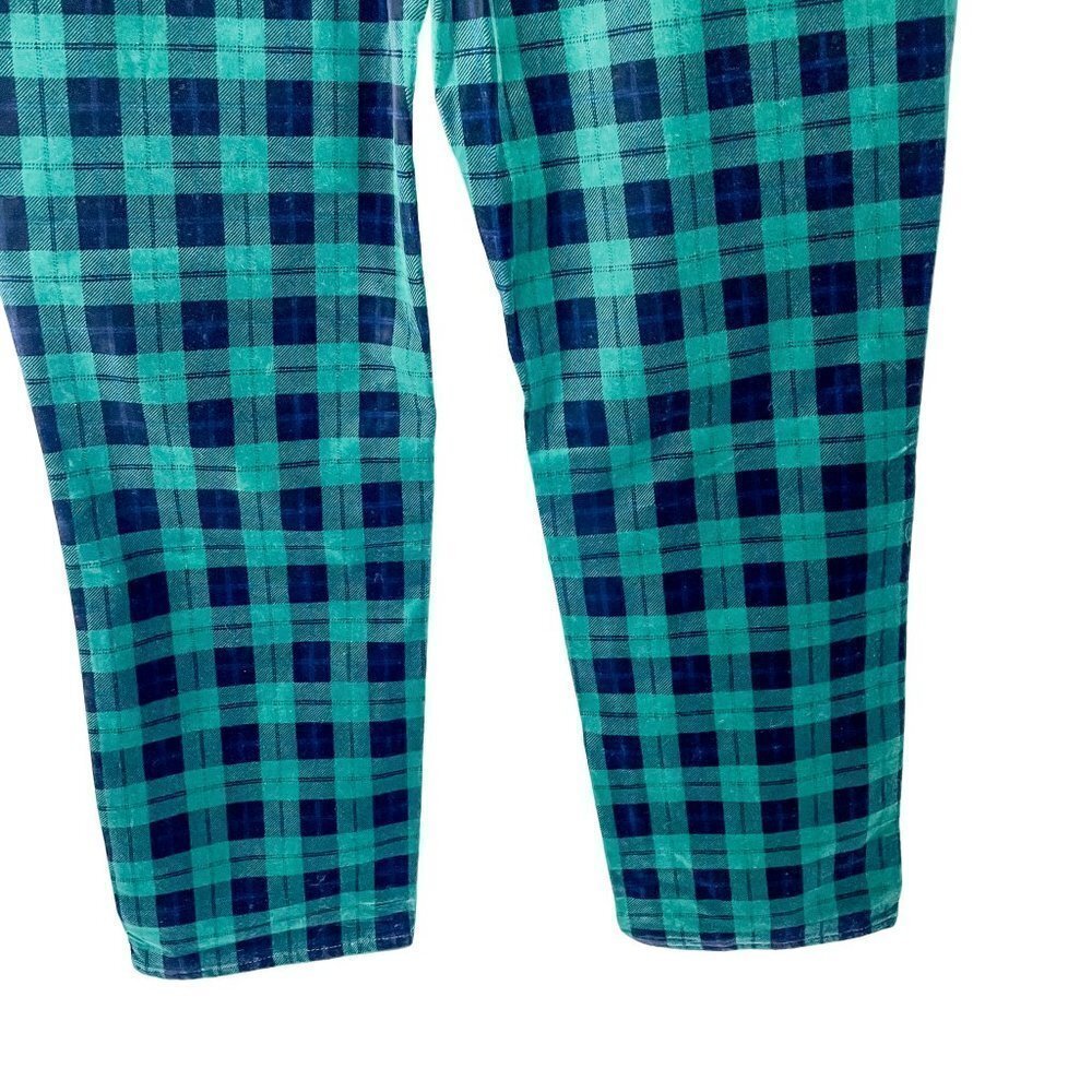 NWT Talbots High Waisted  Velveteen Straight Leg Pants Green Plaid sz 18 - Picture 7 of 10